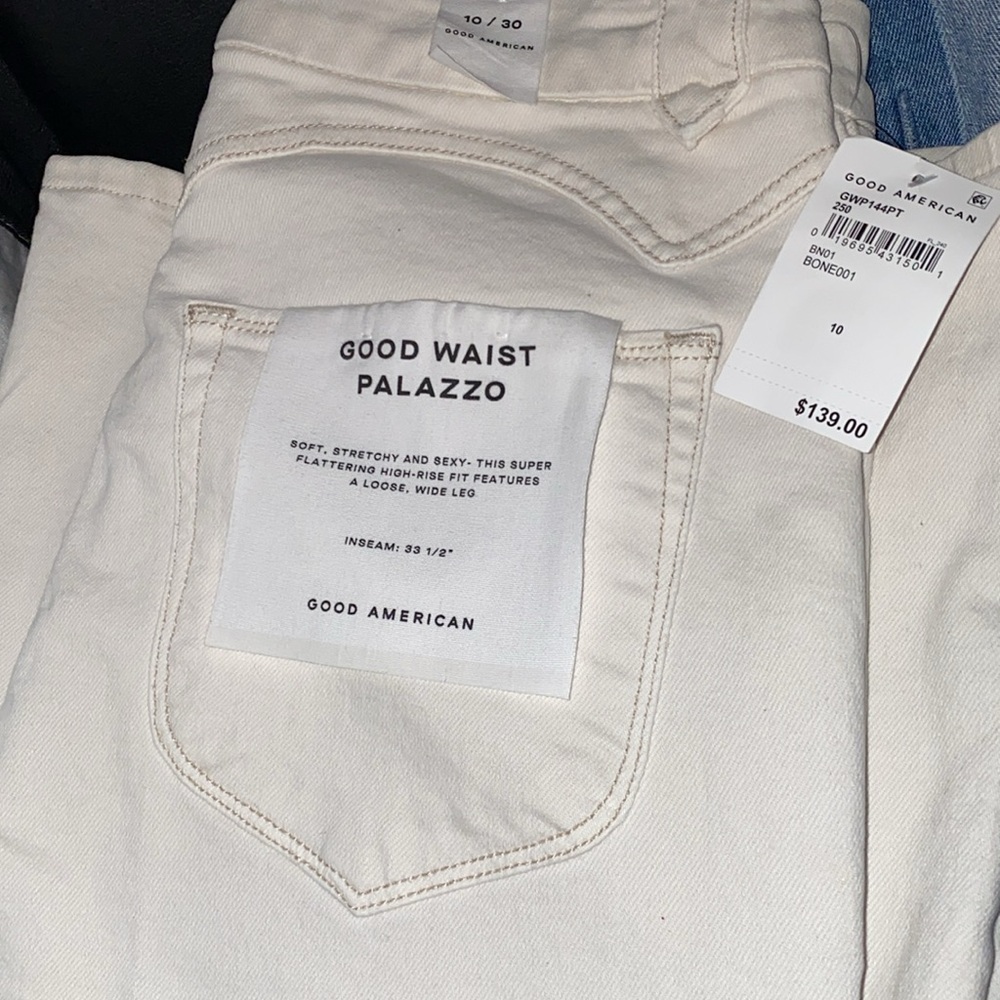 Good American Cream Palazzo Pants